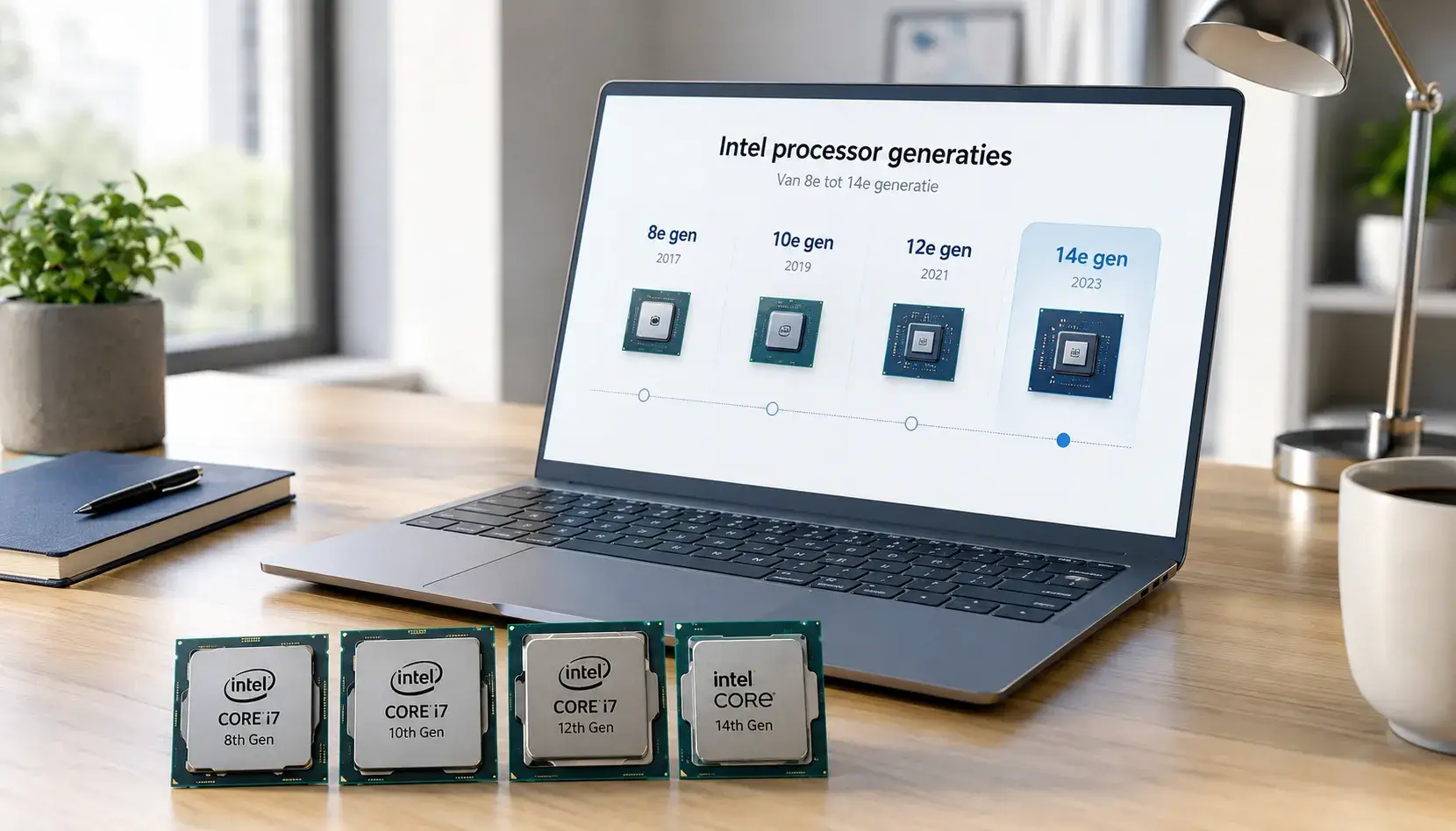 Refurbished laptop met een Intel-processor waarvan het modelnummer de generatie verraadt